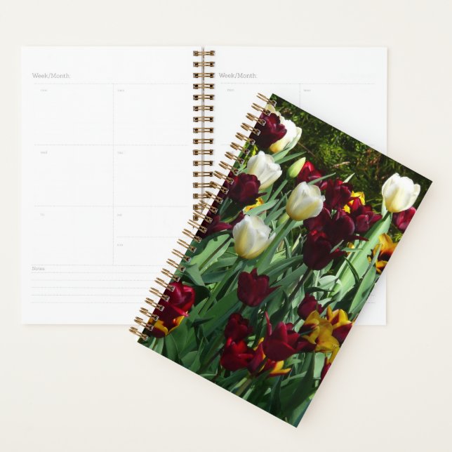 Maroon und Gelbe Tulips farbenfrohe Blumen Planer (Anzeige)