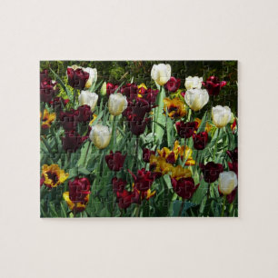 Maroon und Gelbe Tulips farbenfrohe Blumen Puzzle