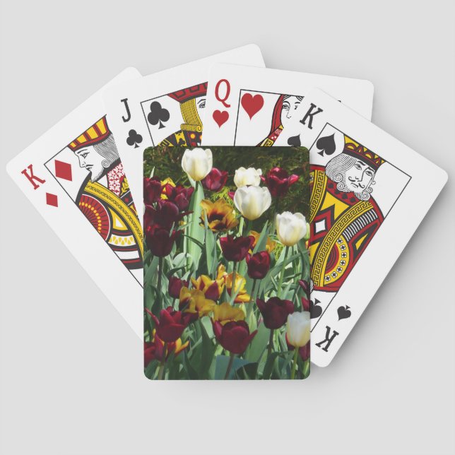 Maroon und Gelbe Tulips farbenfrohe Blumen Spielkarten (Rückseite)