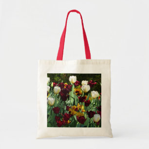 Maroon und Gelbe Tulips farbenfrohe Blumen Tragetasche