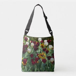 Maroon und Gelbe Tulips farbenfrohe Blumen Tragetaschen Mit Langen Trägern