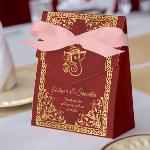 Maroon und Gold Indischer Hochzeitelefant Geschenkschachtel