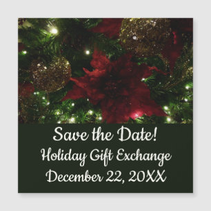 Maroon und Gold Weihnachtsbaum I Holiday Foto Magnetkarte