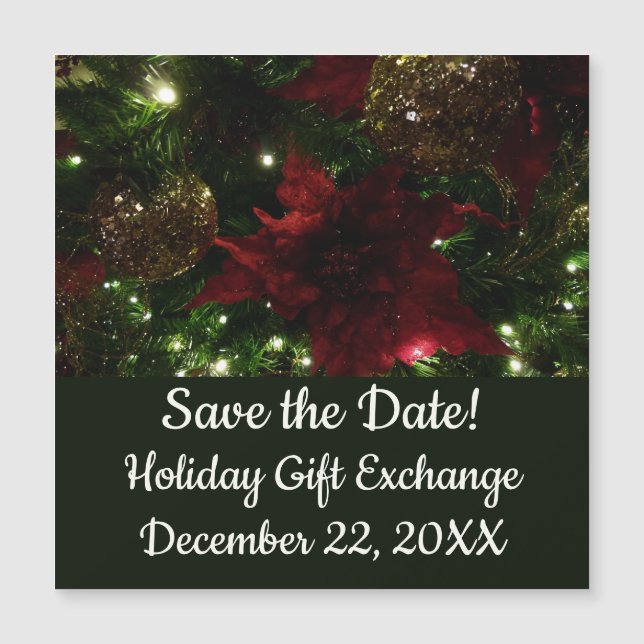 Maroon und Gold Weihnachtsbaum I Holiday Foto Magnetkarte (Vorderseite)