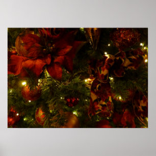 Maroon und Gold Weihnachtsbaum II Poster