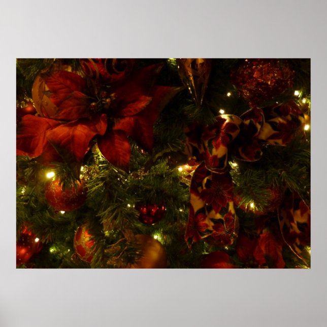 Maroon und Gold Weihnachtsbaum II Poster (Vorne)
