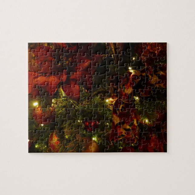 Maroon und Gold Weihnachtsbaum II Puzzle (Horizontal)