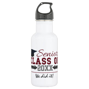 Maroon und graue Typografie Abschluss Flasche Edelstahlflasche