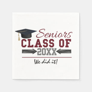 Maroon und Grautypografie-Abschluss-Servietten Serviette