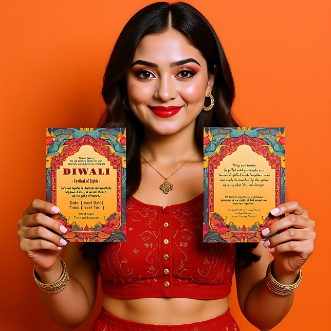 Maroon und grüne Diwali Radiance Einladung (Maroon and green Diwali Radiance Invitation)