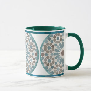 Maroon- und grünes geometrisches Muster-Mug Tasse
