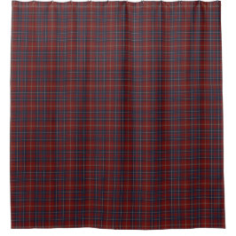 Maroon und Navy Blue Rustic Kariert Duschvorhang