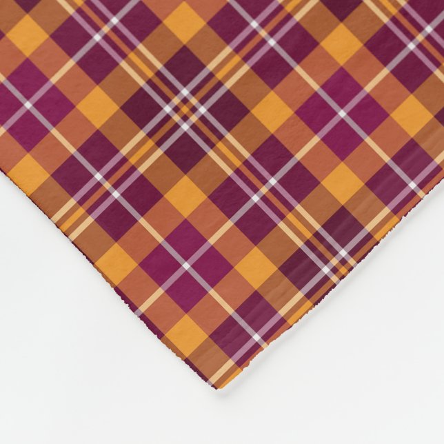 Maroon und Orange Sporty Kariert Pattern Fleecedecke (Ecke)
