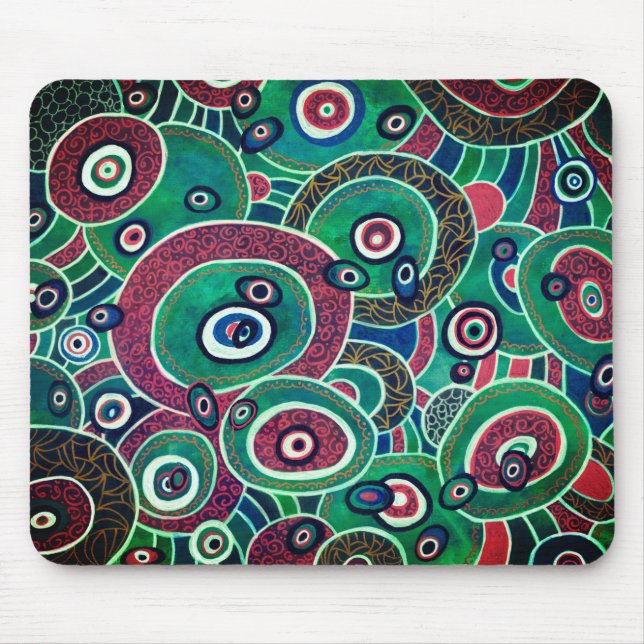 Maroon und Turquoise Circles and Ovals Original Mousepad (Vorne)