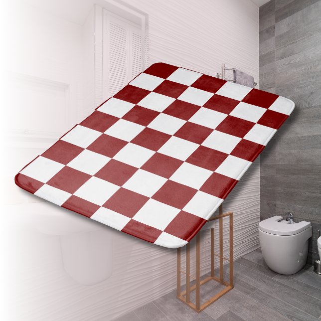 Maroon und White Checkered Vintag Badematte (Von Creator hochgeladen)