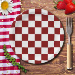 Maroon und White Checkered Vintag Pappteller<br><div class="desc">Maroon und White Checkered Vintag</div>