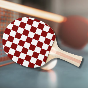 Maroon und White Checkered Vintag Tischtennis Schläger