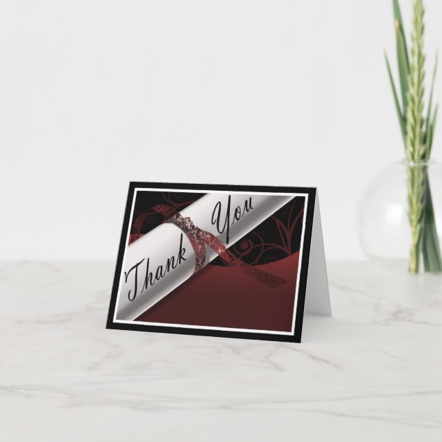 Maroon und White Diploma Dankeskarte (Vorderseite)