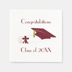 Maroon und White Graduation Party Paper Napkins Serviette