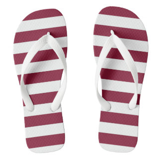 Maroon und White Stripe Flip Flops