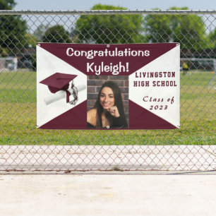 Maroon und White Vinyl Abschluss Foto Banner