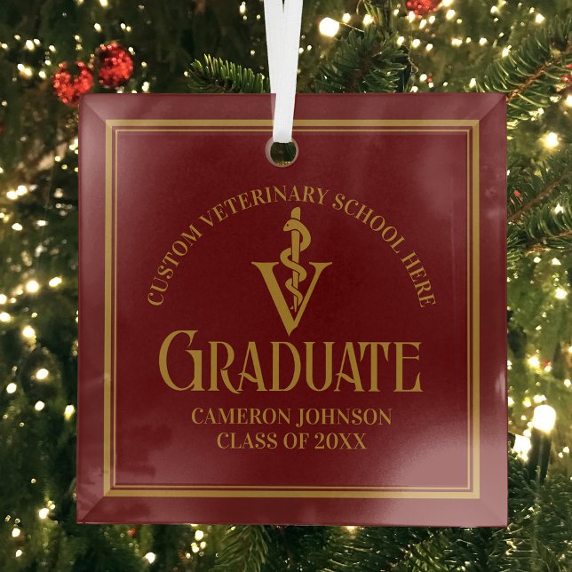 Maroon Veterinary School Abschluss Weihnachten Ornament Aus Glas (Von Creator hochgeladen)