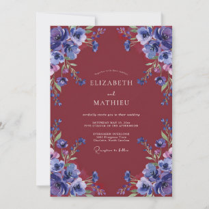 Maroon Violet Bloom Hochzeit Einladung
