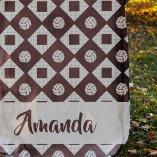 Maroon Volleyball Raute Muster Fleecedecke