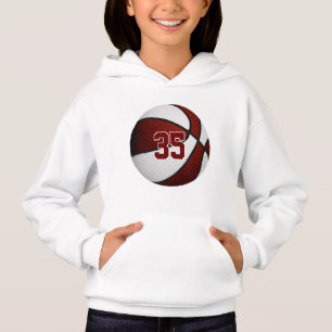 Maroon weiß Mannschaftsfarben Jersey Nummer Basket Hoodie