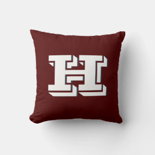 Maroon-Weiß-Schulfarben-Stil-Monogramm Kissen