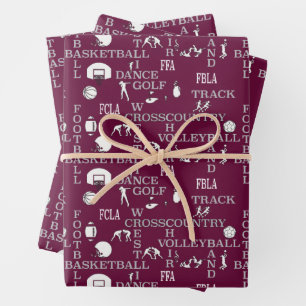 Maroon, weiß und grau Geschenkpapier Set