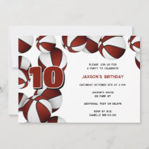 Maroon weiße Basketball Jungs Mädchen Geburtstagsp