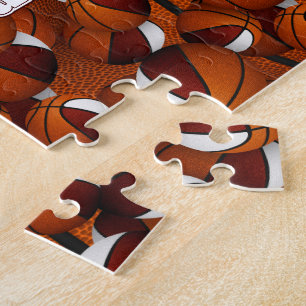 Maroon Weiße Basketball Jungs Mädchen Mannschaftsf Puzzle