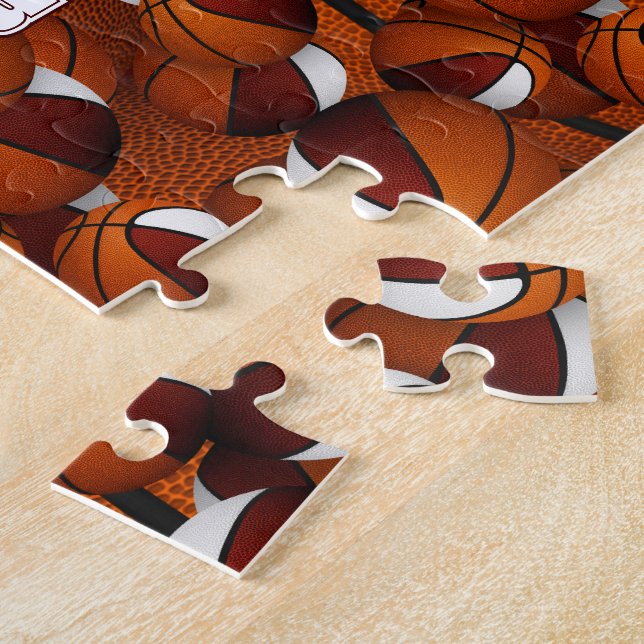 Maroon Weiße Basketball Jungs Mädchen Mannschaftsf Puzzle (Seite)