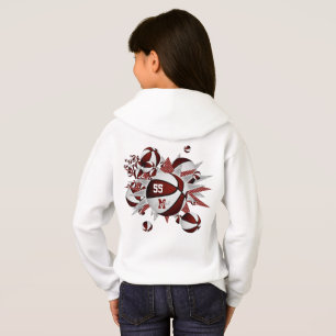 Maroon Weiße Mannschaft färbt Mädchen Basketball S Hoodie