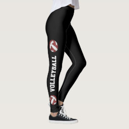 Maroon-weiße Volleyball mit Text bis Bein Leggings