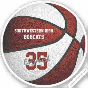 Maroon White Basketball Kinder Team Farbgeschenke  Aufkleber