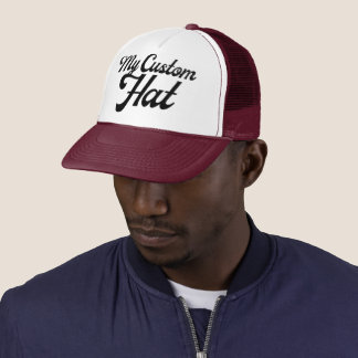 MAROON & WHITE Custom Trucker Hat Mesh Cap Blank Truckerkappe