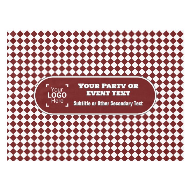 Maroon & White Diamond - Ihr Logo-Business-Event Tischdecke (Vorderseite (Horizontal))