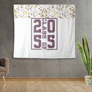 Maroon White Gold Abschluss Class of Typografy Wandteppich
