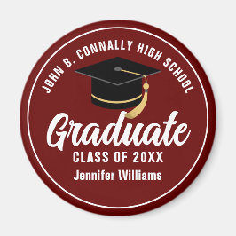 Maroon White Graduate Custom 2025 Graduation Party Magnet