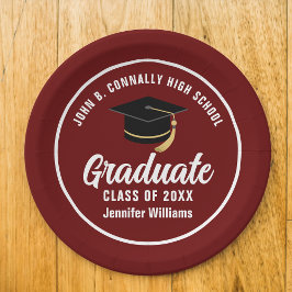 Maroon White Graduate Custom 2025 Graduation Party Pappteller