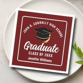 Maroon White Graduate Custom 2025 Graduation Party Serviette