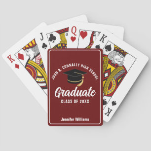Maroon White Graduate Custom 2025 Graduation Party Spielkarten