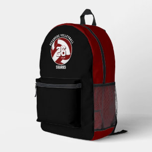 Maroon White Sport Team Farben Volleyball-Spieler Bedruckter Rucksack