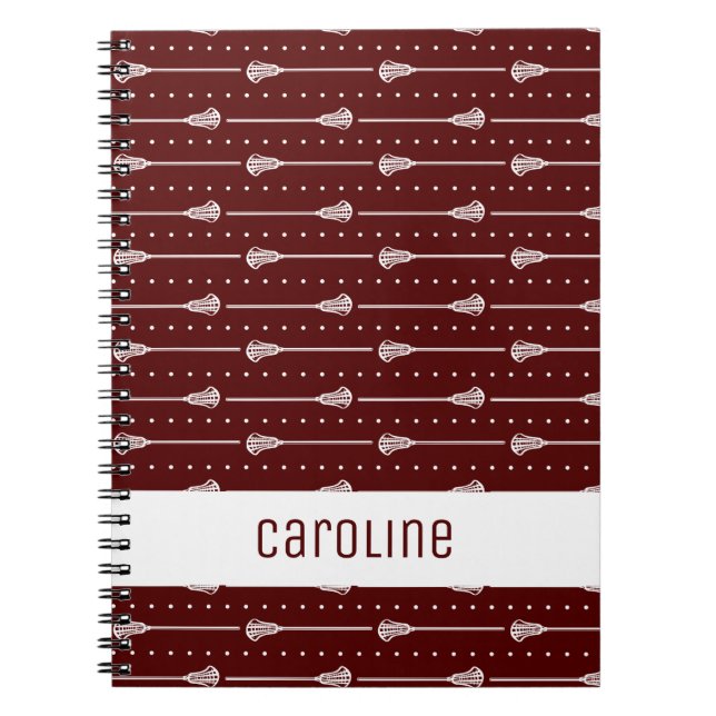 Maroon White Sticks and Dotted Lines Gemustert Notizblock (Vorderseite)