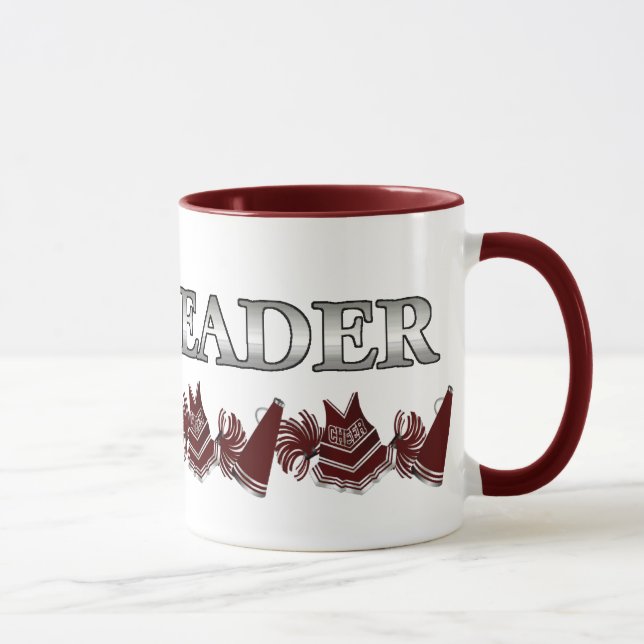 Maroon, White und Silver Cheerleader Tasse (Rechts)