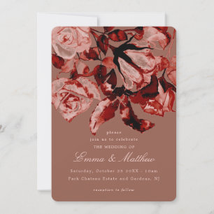 Maroon Wild Botanical Maximalism Wedding Einladung