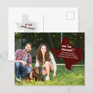 Maroon, wir haben uns bewegt - gepunktete Texas be Postkarte