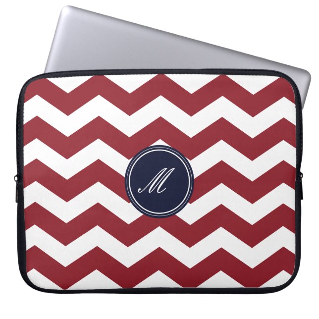 Maroon Zickzack Pattern Laptop Sleeve (Vorderseite)